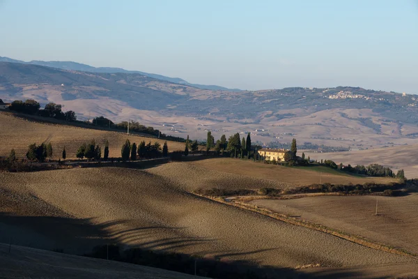 Las colinas alrededor de Pienza y Monticchiello justo después del amanecer . —  Fotos de Stock