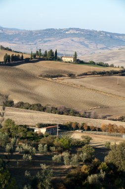 pienza ve monticchiello Toskana, İtalya çevresindeki tepeler.