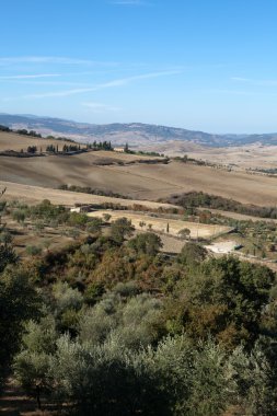 pienza ve monticchiello Toskana, İtalya çevresindeki tepeler.