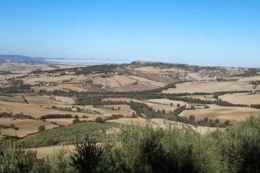 pienza ve monticchiello Toskana, İtalya çevresindeki tepeler.