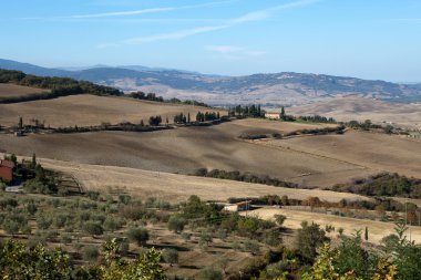 pienza ve monticchiello Toskana, İtalya çevresindeki tepeler.