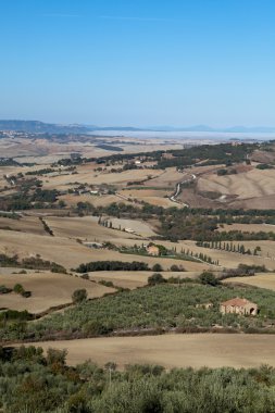 pienza ve monticchiello Toskana, İtalya çevresindeki tepeler.