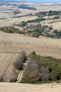 pienza ve monticchiello Toskana, İtalya çevresindeki tepeler.