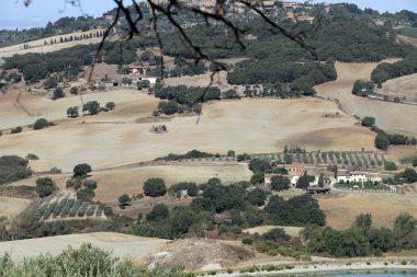 pienza ve monticchiello Toskana, İtalya çevresindeki tepeler.