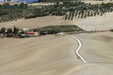 pienza ve monticchiello Toskana, İtalya çevresindeki tepeler.