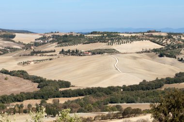 pienza ve monticchiello Toskana, İtalya çevresindeki tepeler.