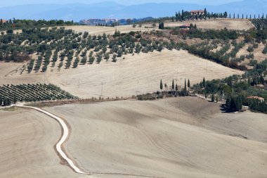 pienza ve monticchiello Toskana, İtalya çevresindeki tepeler.