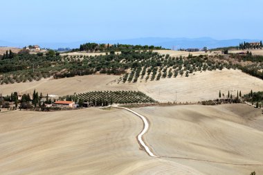 pienza ve monticchiello Toskana, İtalya çevresindeki tepeler.