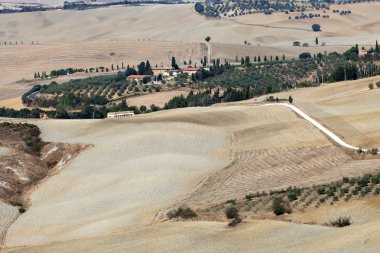 pienza ve monticchiello Toskana, İtalya çevresindeki tepeler.