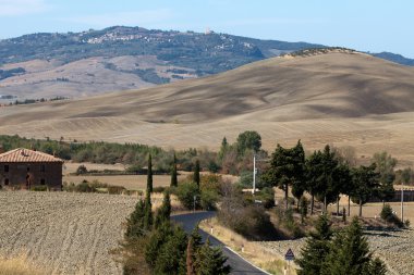 pienza ve monticchiello Toskana, İtalya çevresindeki tepeler.