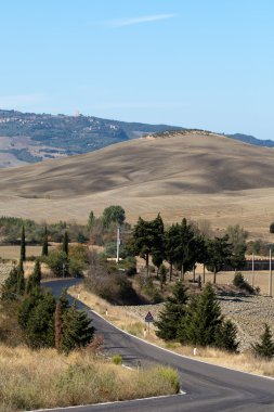 pienza ve monticchiello Toskana, İtalya çevresindeki tepeler.