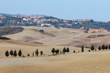 pienza ve monticchiello Toskana, İtalya çevresindeki tepeler.