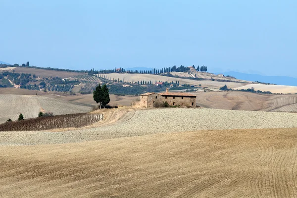 Kullarna runt pienza och monticchiello Toscana, Italien. — Stockfoto