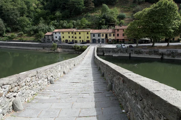 stock image Ponte della Maddalena across the Serchio. Tuscany. Bridge of the Devil