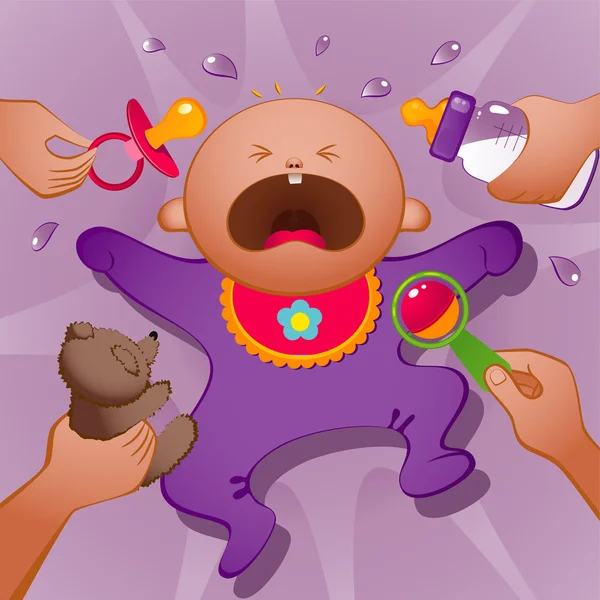 Huilende baby — Stockvector