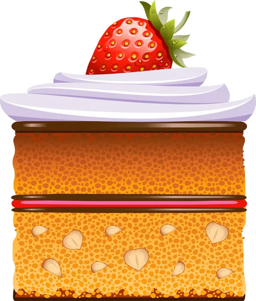 Pastel con fresas y crema batida — Vector de stock