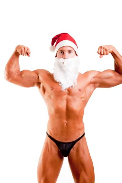 Bodybuilder santa claus — Stock Photo, Image