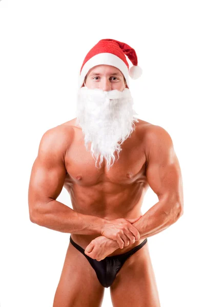Bodybuilder santa — Stockfoto