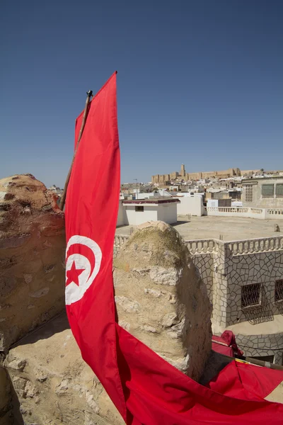 Tunisian flag in Sousse — Stock Photo, Image