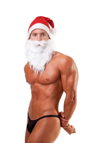 Bodybuilder Weihnachtsmann — Stockfoto