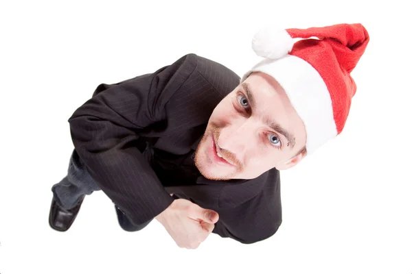 Forretningsmann med santa hatt – stockfoto