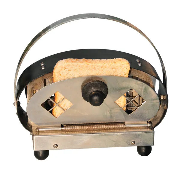 Retro tostadora con pan — Stok fotoğraf