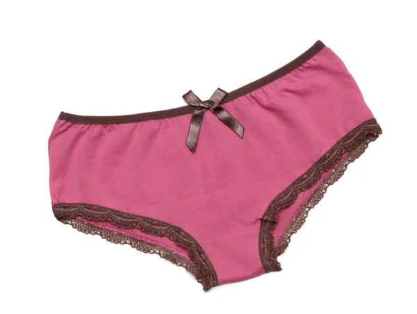 Růžové kalhotky s hnědou krajkou — Stock fotografie