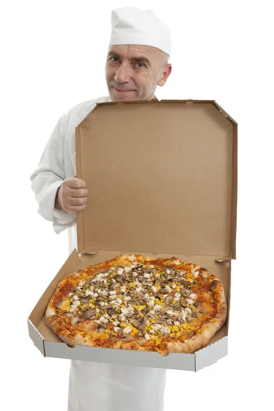 stock image Baker of pizza