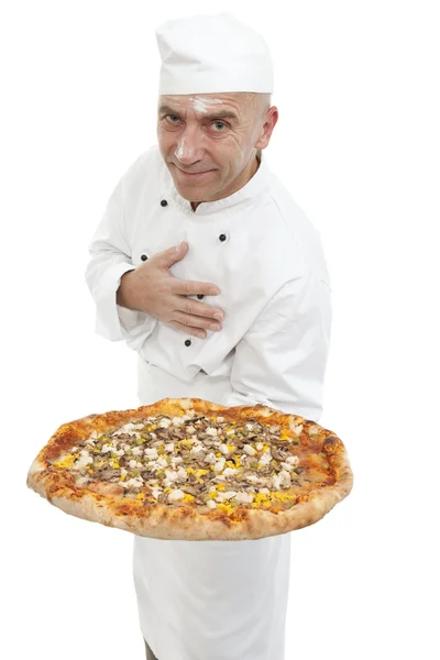 Stock image Baker of pizza