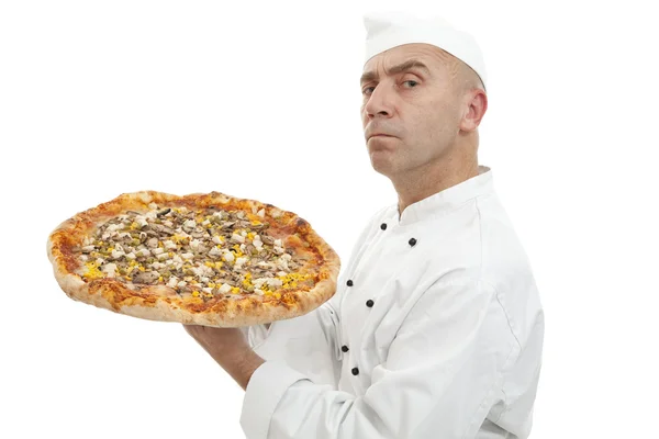 stock image Baker of pizza