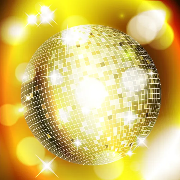 Abstrato fundo dourado com bola de discoteca — Vetor de Stock