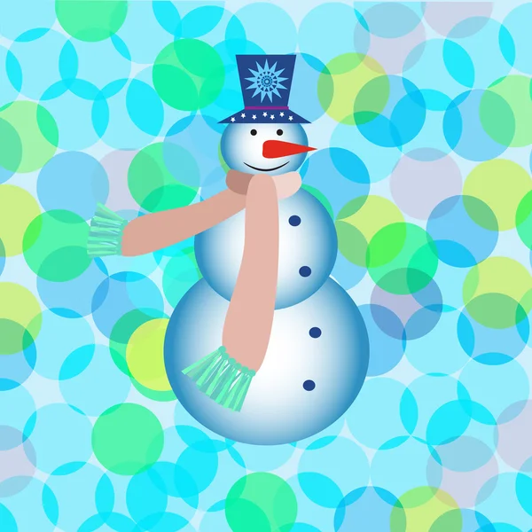 Новогодняя открытка со снеговиком — стоковый вектор