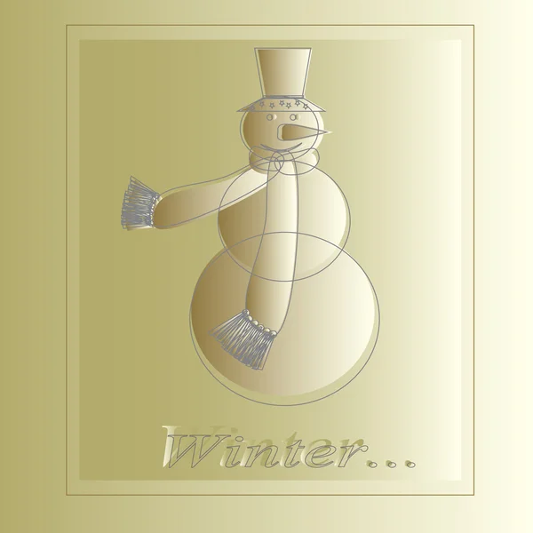 Ano Novo cartão de saudação com boneco de neve — Vetor de Stock