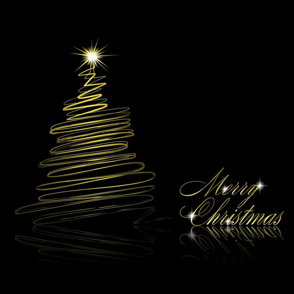 Abstracto árbol de Navidad de oro sobre fondo negro — Vector de stock