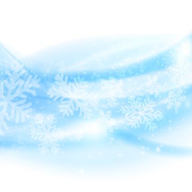 Merry Christmas background. Abstract light blue waves with snowf clipart