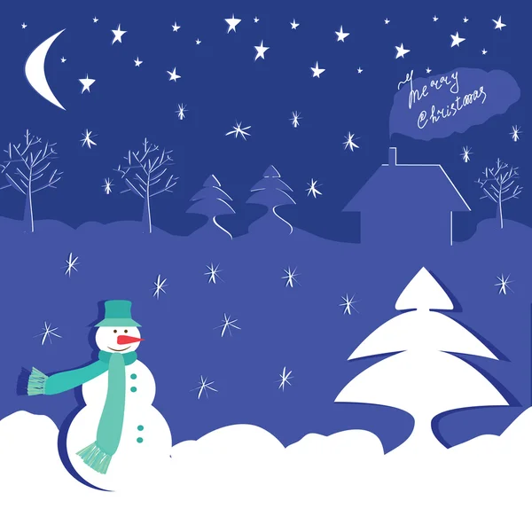 Diseño de invierno con muñeco de nieve — Vector de stock