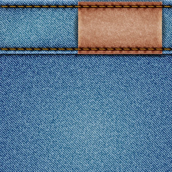 Texture denim avec étiquette en cuir — Image vectorielle