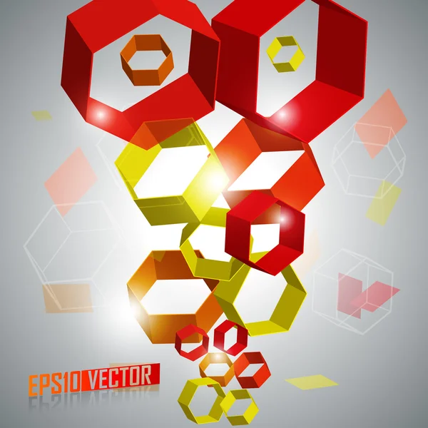Eps10 3d Hexagon abstrakter Vektorhintergrund — Stockvektor