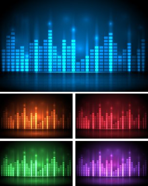 Colored music spectrum set clipart