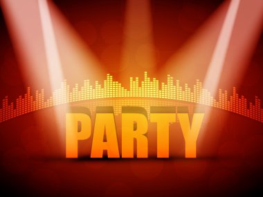 EPS10 3D Party Text with Colorful Lights Vector Design clipart