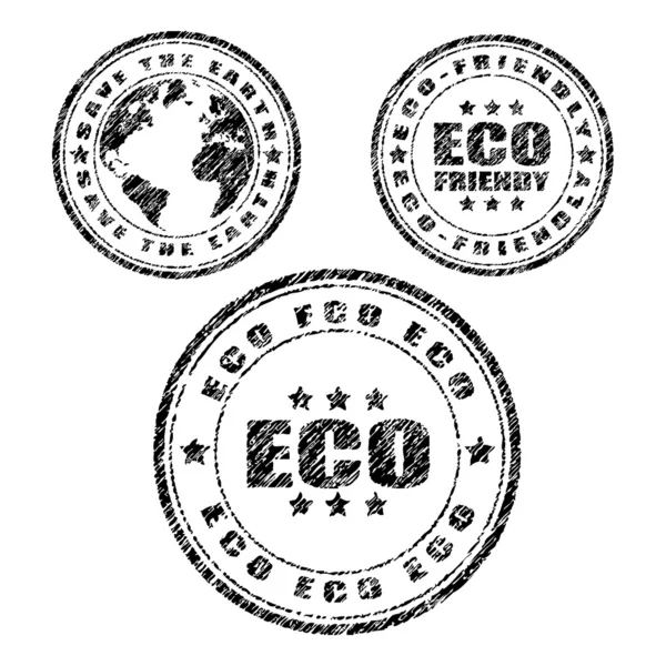 Serie de sellos de caucho aislado - reciclaje — Vector de stock