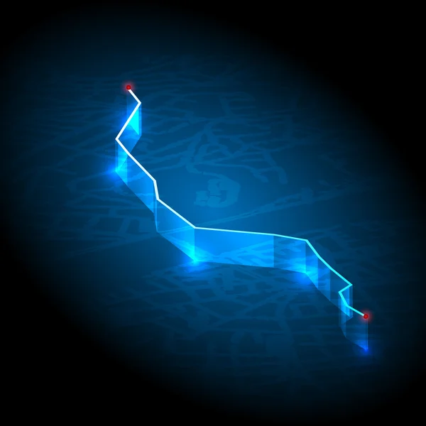 3D Várostérkép vonallal fényes Gps - Eps10 vektor illusztráció — Stock Vector