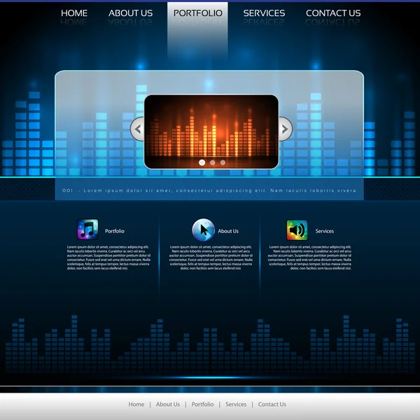 Eps10 kleurrijke muziek website sjabloon - vector ontwerp — Stockvector
