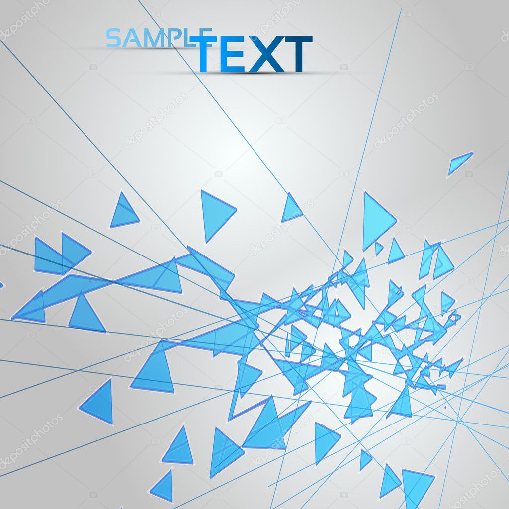 Abstract Perspective Blue Triangle Background with Lines