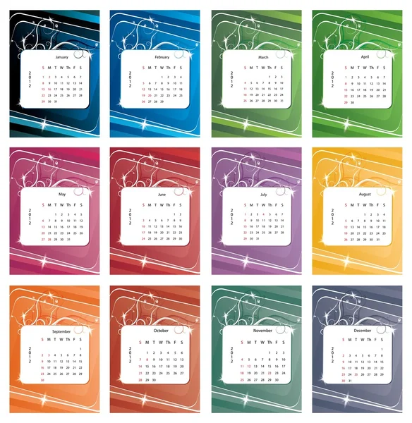 Calendário colorido 2012 — Fotografia de Stock