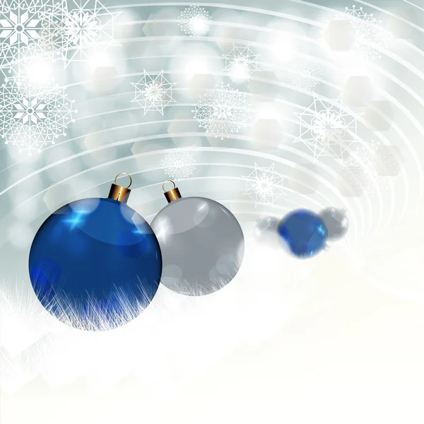 Blauwe en zilveren kerstballen in sneeuw — Stockfoto