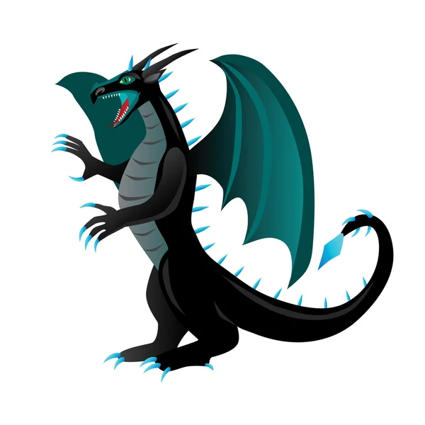 Cartoon black dragon — Stock Vector