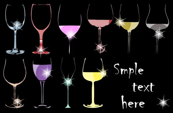 Set bicchiere di vino — Vettoriale Stock