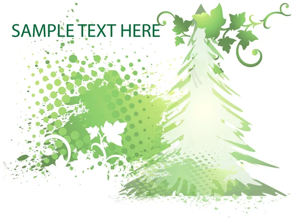 Fond vert d'hiver avec des arbres de Noël . — Image vectorielle