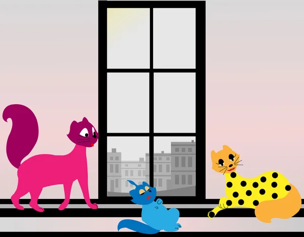 Γάτα στο παράθυρο — Διανυσματικό Αρχείο